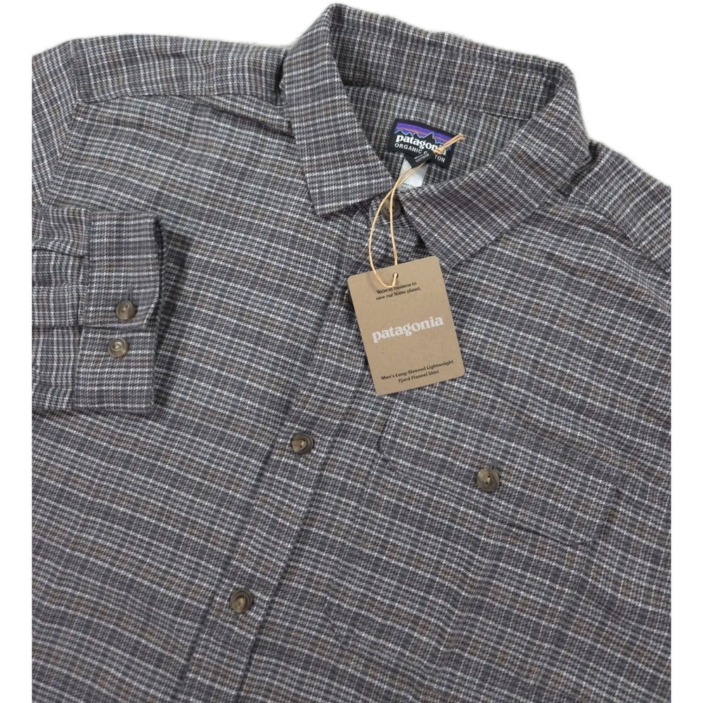 New Patagonia Fjord Flannel Shirt Mens Medium Noble Grey Organic Cotton LS
